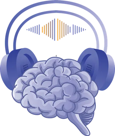 Smart brain listening headset  Illustration