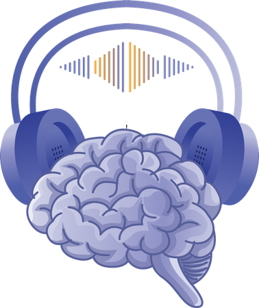 Smart brain listening headset  Illustration