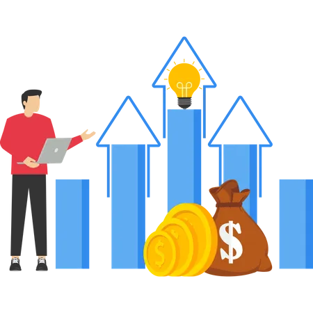 Analysis Of Economic Growth And Investment Education Strengthen Financial Idea Money Group Of Businessmen Analyze Marketing Strategy To Increase Business Sales Flat Blue Vector Illustration Banner Illustration