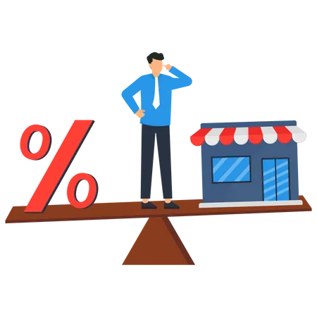 Mortgage Payment Company Loan Interest Rate Or Balance Between Income And Debt Or Loan Payment Financial Risk Concept Illustration
