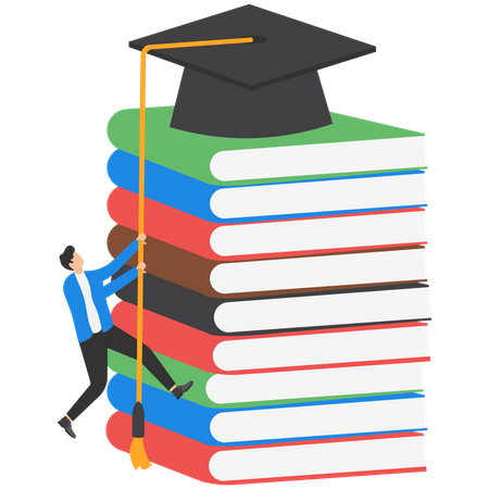 Smart businessman climb up for graduation cap  Illustration