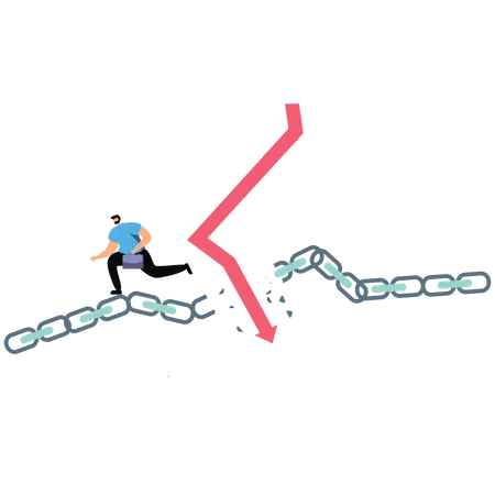 Smart Businessman Escaping The Broken Chain  Illustration