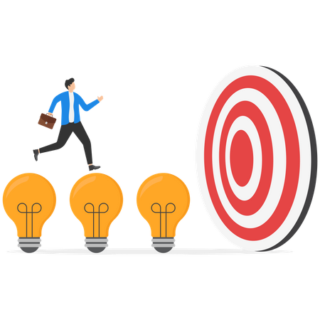 Smart businessman had creative idea to achieve target  Illustration