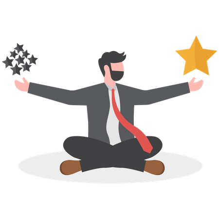 Smart businessman holding precious high quality stars versus other ordinary stars  Illustration