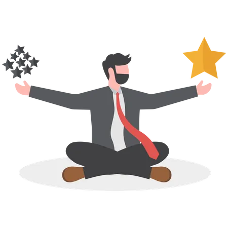 Smart businessman holding precious high quality stars versus other ordinary stars  Illustration