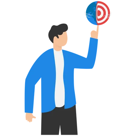 Smart businessman manager spinning globe on his strong finger  イラスト