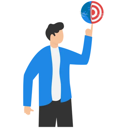 Smart businessman manager spinning globe on his strong finger  Illustration