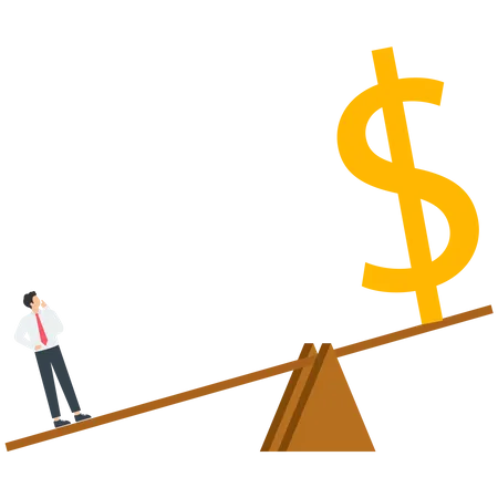 Leverage Principle Three Businessmen Stand On The Seesaw To Raise The Dollar Illustration