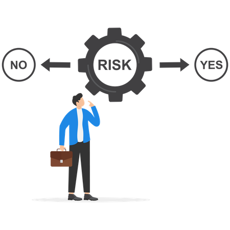 Smart businessman taking decision between yes or no  Illustration