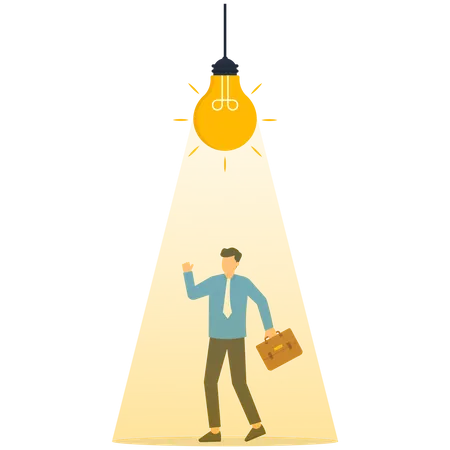Smart businessman under the light bulb  Illustration