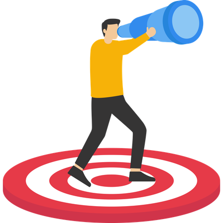 Smart businessman using binoculars  Illustration