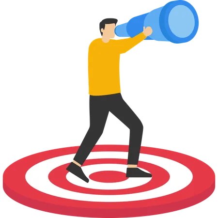 Smart businessman using binoculars  Illustration