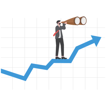 Smart businessman using telescope to see future  Illustration