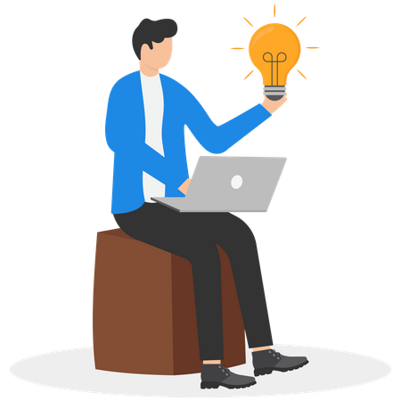Smart Businessmen getting ideas from social media  Illustration