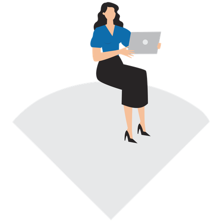 Smart businesswoman working remotely  Illustration