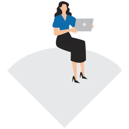 Smart businesswoman working remotely  Illustration