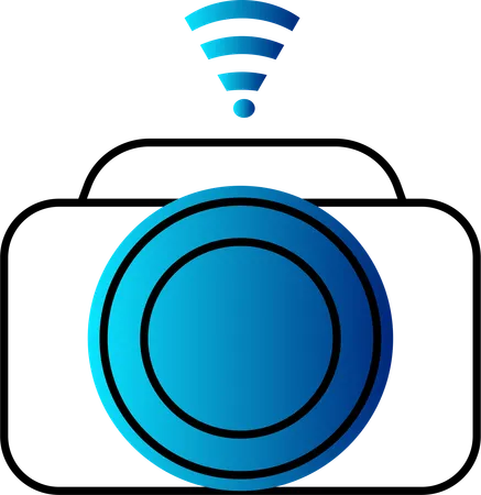 A Vibrant Icon Representing A Smart Security Camera Essential For Enhancing Home Security Through Io T Solutions This Graphic Is Perfect For Use In Security App Interfaces Tech Blogs And Discussions About Home Surveillance Technologies Illustration