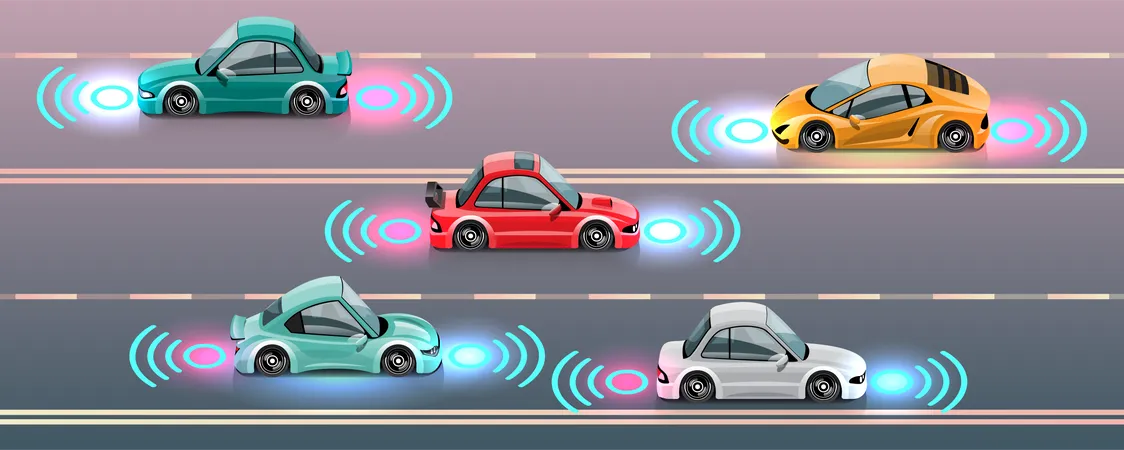 Smart Cars on road  Illustration