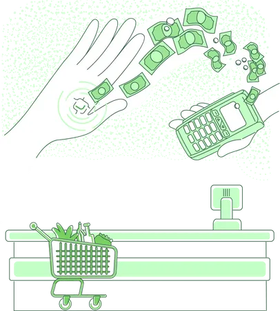 Smart chip embedded in human hand  イラスト