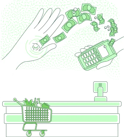 Intelligenter Chip in menschlicher Hand eingebettet  Illustration