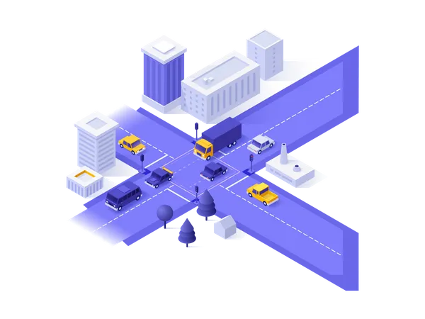 Smart City crossroad traffic  Illustration