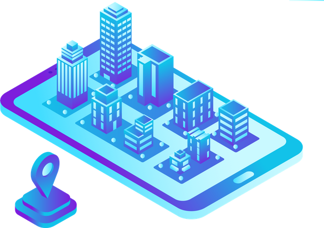 Smart City Map in Mobile Phone Navigation  Illustration