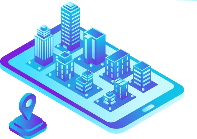 Smart City Map in Mobile Phone Navigation  Illustration