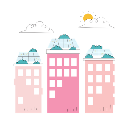 Smart City mit Solarpanel  Illustration