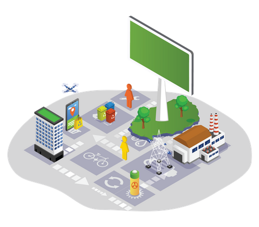 Smart city with renewable energy  Illustration
