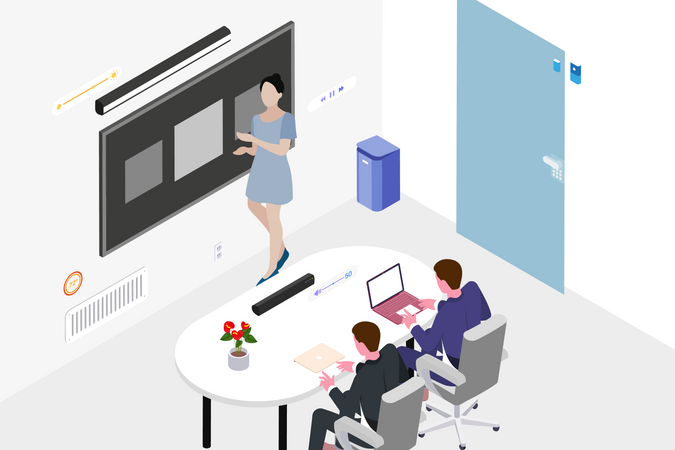 Smart classroom concept in isometric  Illustration