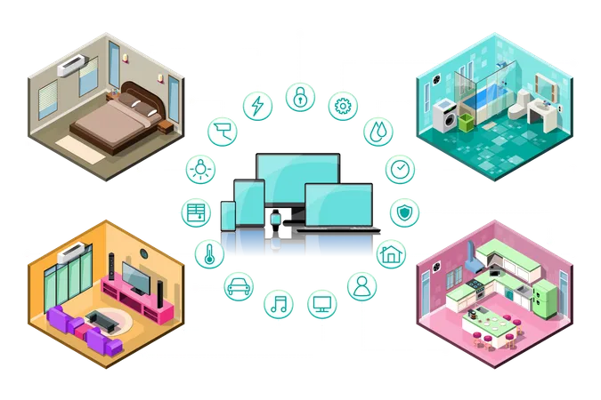 Smart connection with smart home  Illustration