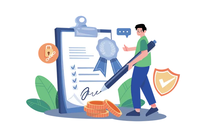 Smart Contract Illustration Concept On White Background Illustration