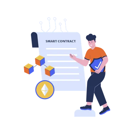 Smart Contract Concept Illustration Blockchain Vector Flat Design Illustration Illustration
