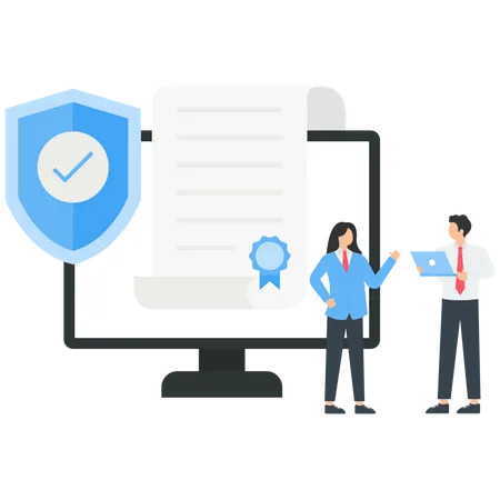 Smart Contract and Cloud Shared Documents  Illustration