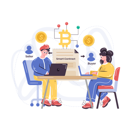 Smart contract developers working together Illustration