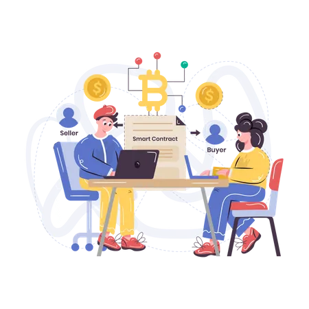 Smart contract developers working together Illustration