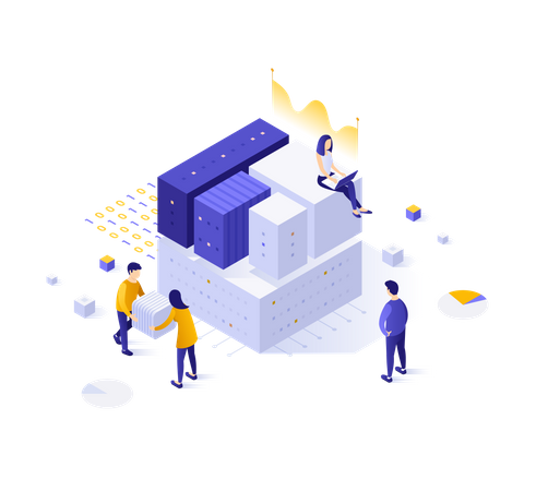 Smart data center, information storage system or database  Illustration