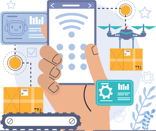 Smart delivery and package sorting  Illustration