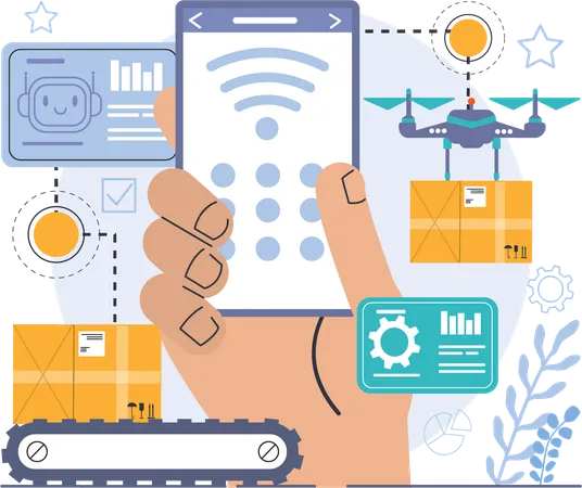 Smart delivery and package sorting  Illustration