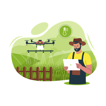Smart drone farm  Illustration