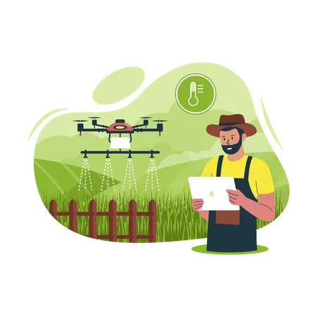 Smart drone farm  Illustration