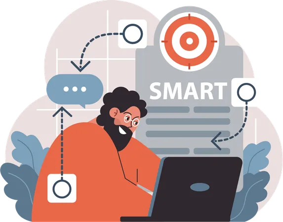 Smart employee working on target  Illustration