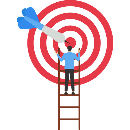 Smart entrepreneur build a ladder to achieve the target  Illustration