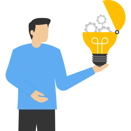 Smart entrepreneur with an innovative idea to invent new technologies to solve business problems  Illustration