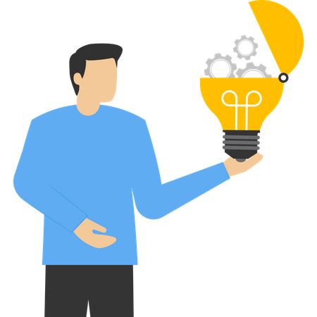 Smart entrepreneur with an innovative idea to invent new technologies to solve business problems  Illustration