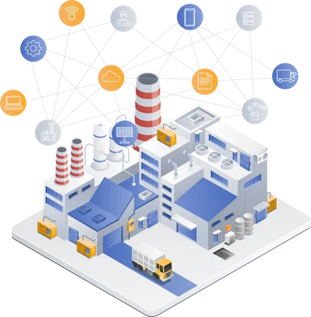 Smart Factory Industry With Artificial Intelligence Illustration