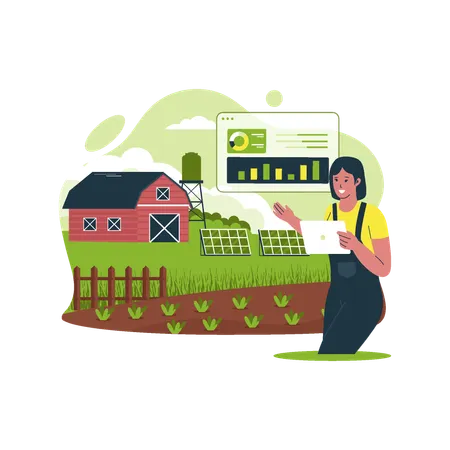 Smart Farm Analysis Concept Agricultural Automation And Robotics Vector Illustration Flat Concept Illustration