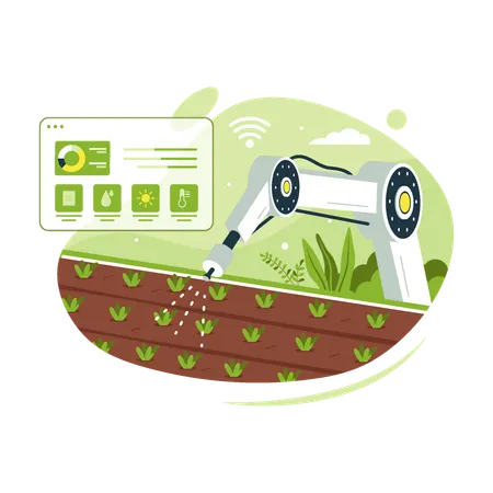 Smart Farm And Agriculture Technology Concept Agricultural Automation And Robotics Vector Illustration Flat Concept Illustration