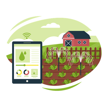 Smart farm irrigation  Illustration