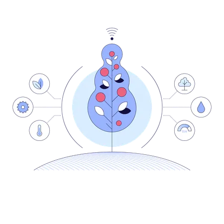 Smart farm showing crop improvement  Illustration